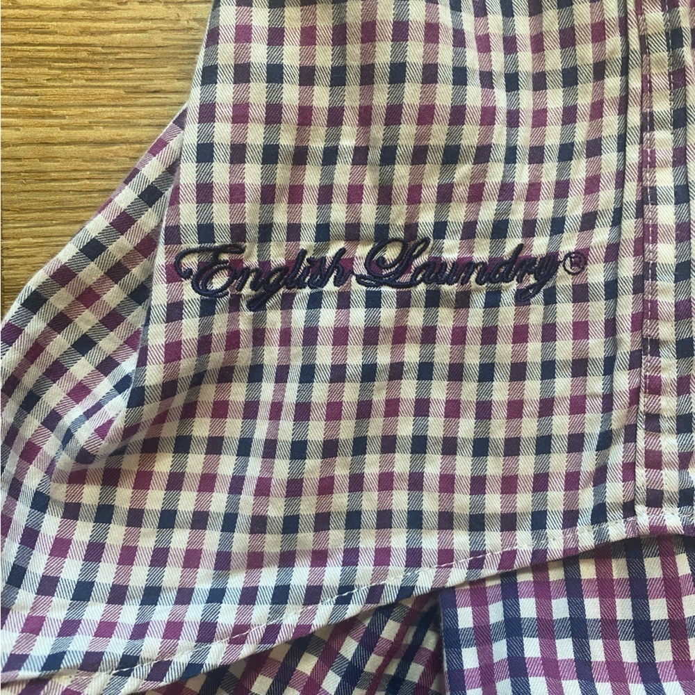 men's long-sleeve, button-down dress shirt with a gingham pattern - Picture 13 of 13